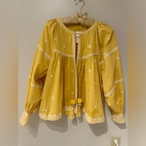 NWT Zara embroidered summer jacket with pom pom ties